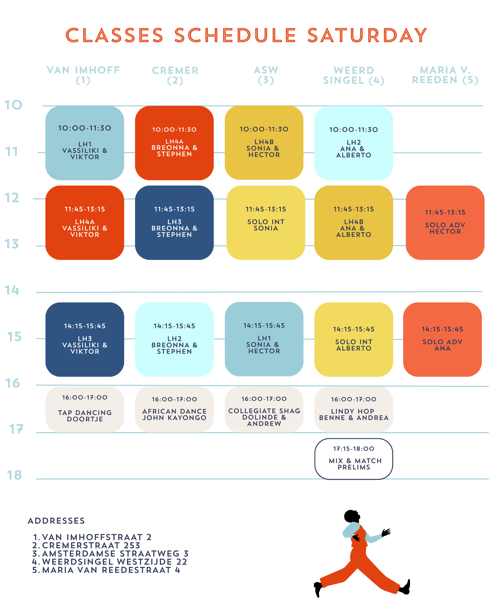 Class schedule Saturday
